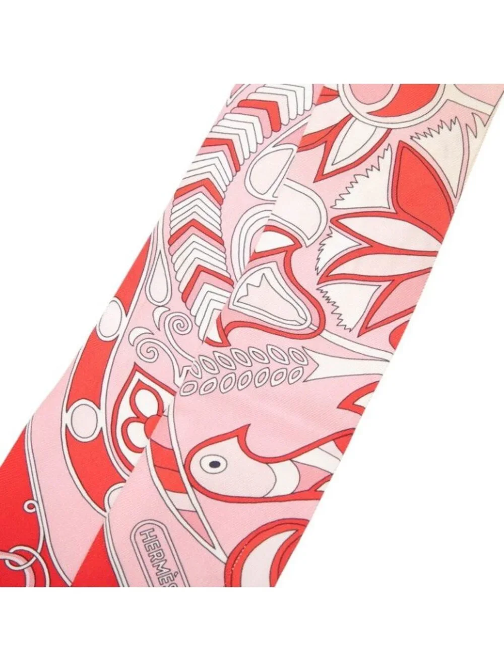 Hermes Twilly Ethnology Folkror Scarf Pink Silk - Picture 4 of 7